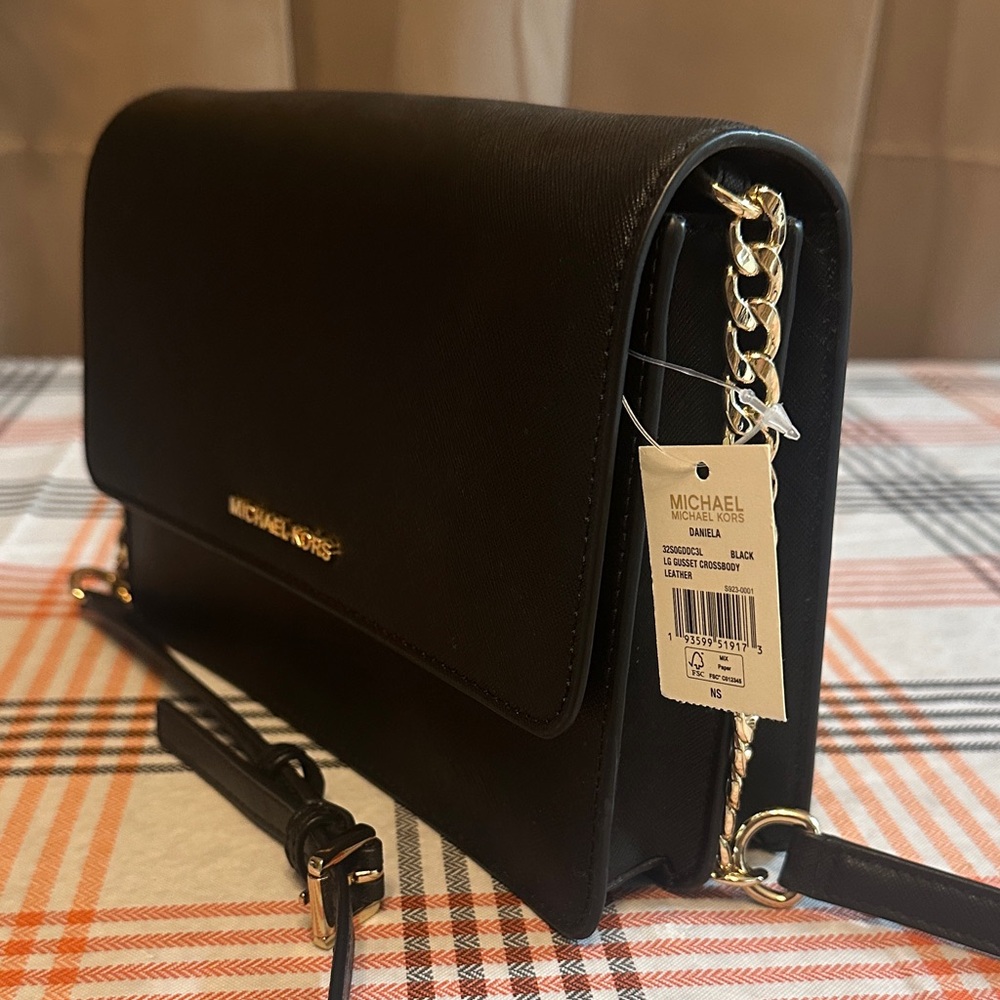 Michael Kors Black Crossbody Bag with Gold Chain